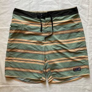 Patagonia Vintage Striped Wave Farer Board Shorts Wave Logo Men’s Size 35